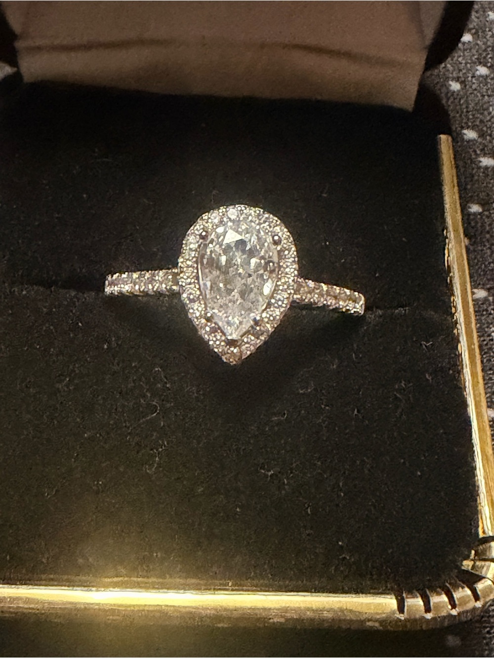 Pear-Shaped Halo Solitaire Engagement Ring 925
